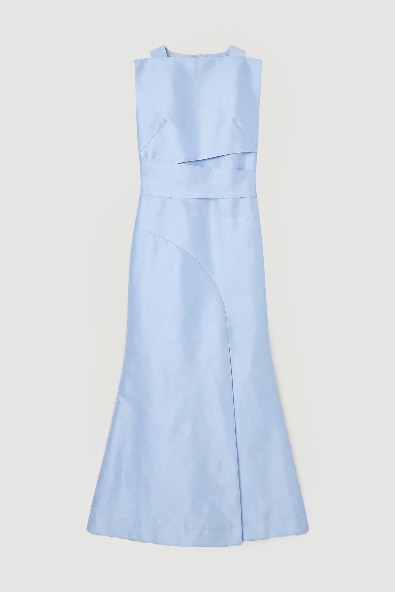 KarenMillen Robe Longue Structurée à Taille Drapée en Sergé Satiné