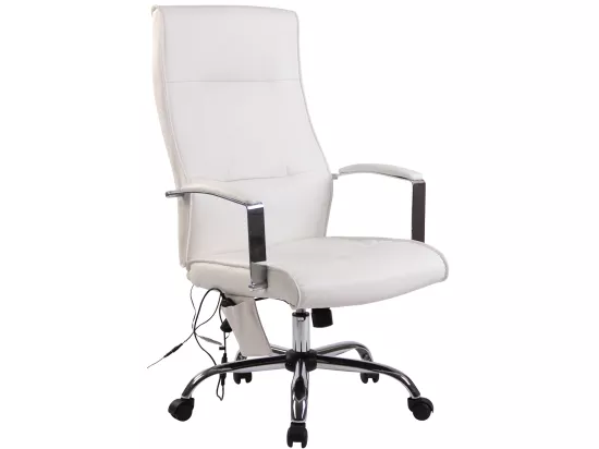 Chaise de bureau - Similicuir & Métal chromé - Blanc - Portland