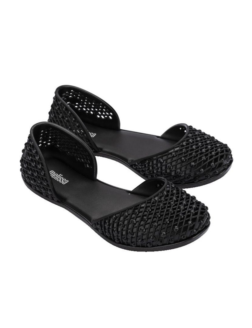 Crown Black Metallic Slippers