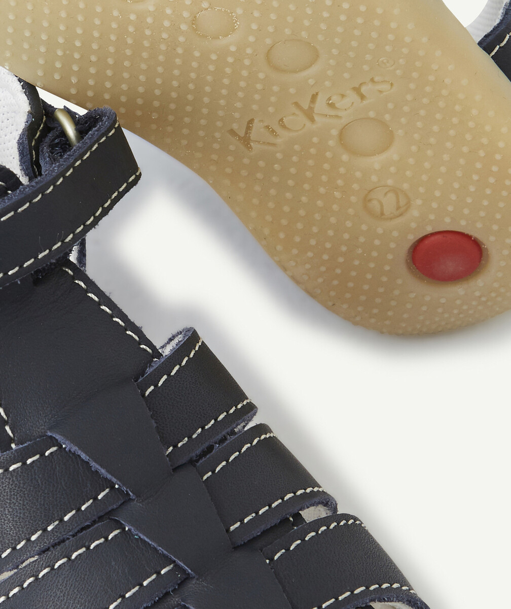KICKERSLES SANDALES PREMIERS PAS EN CUIR BLEU