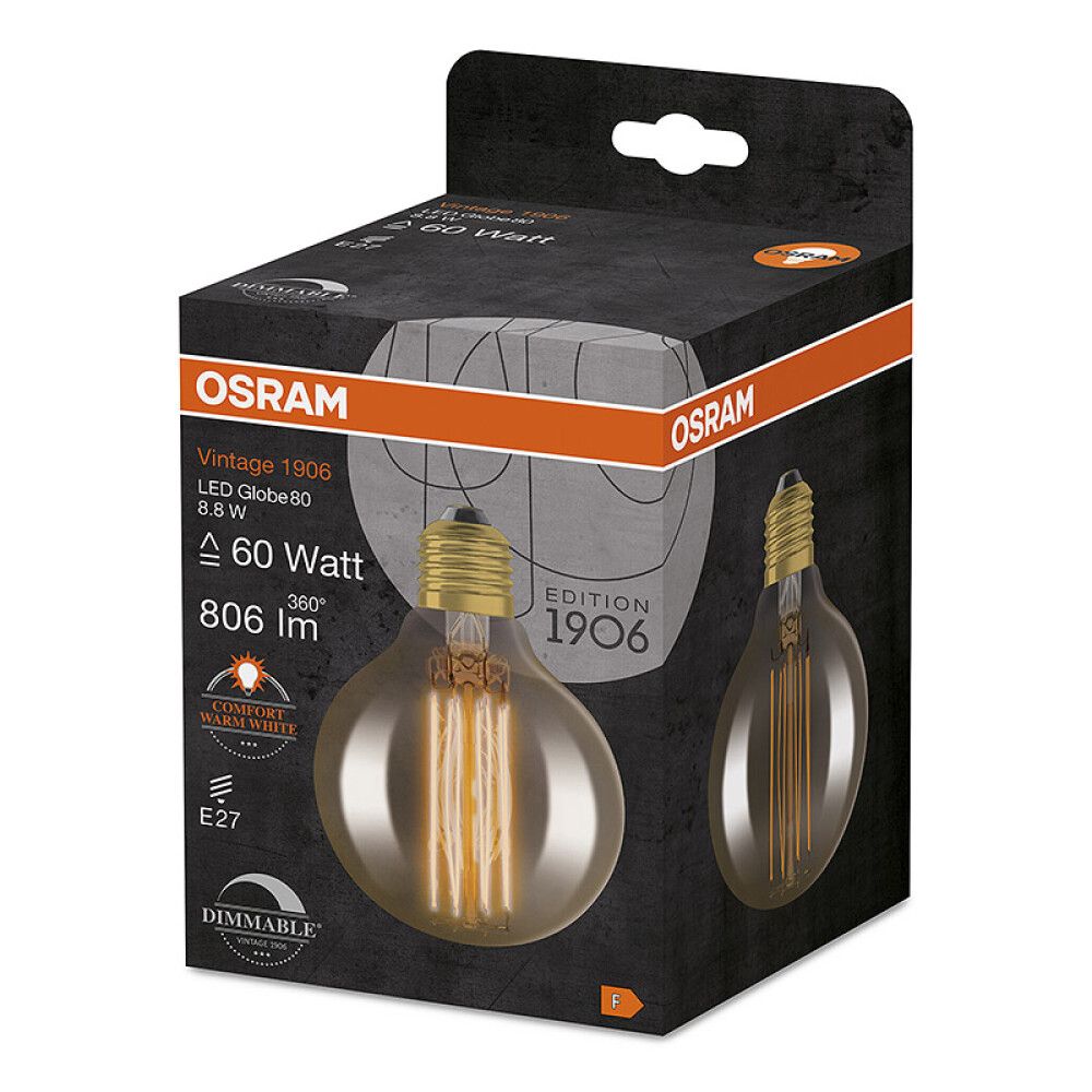 LYSPÆRE OSRAM VINTAGE 1906 GLOBE80 E27 8,8W