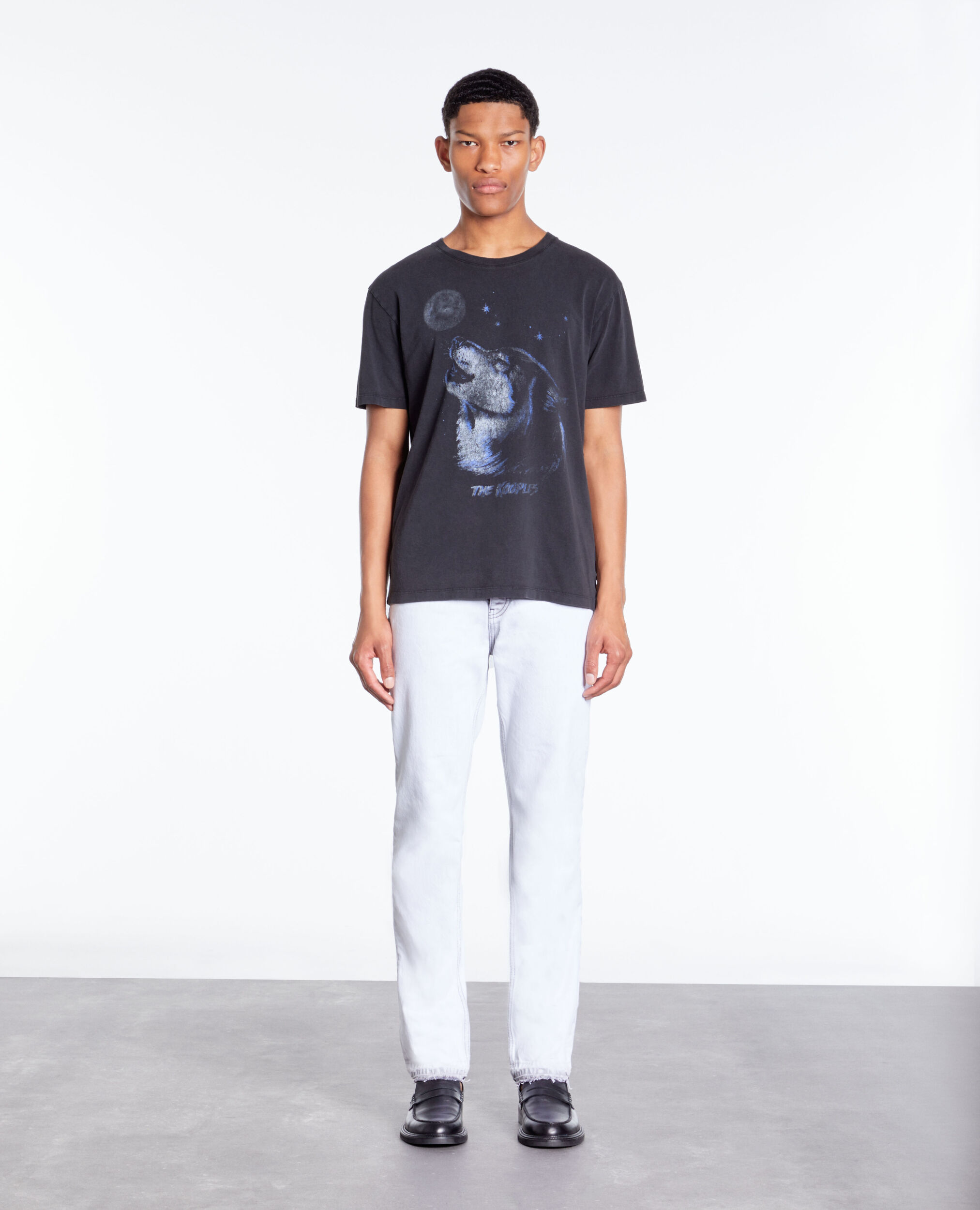 T-shirt noir avec sérigraphie Wolf