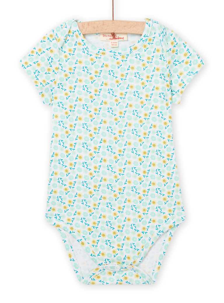 Body écru, bleu et jaune bébé fille