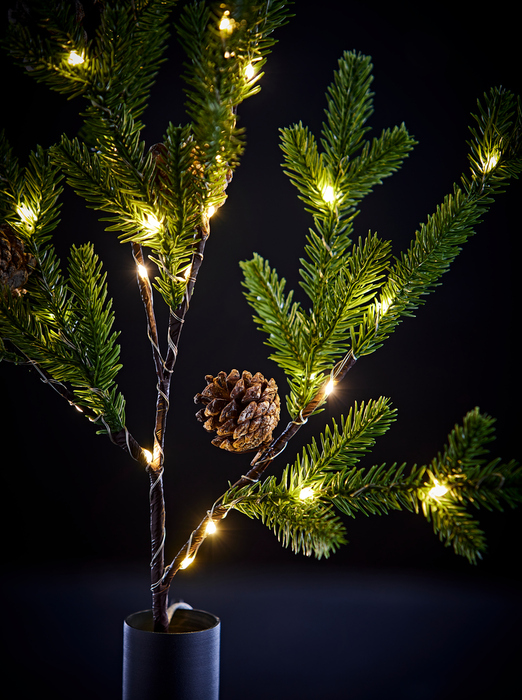 Lysgren med grankogler 32 LED H70 cm