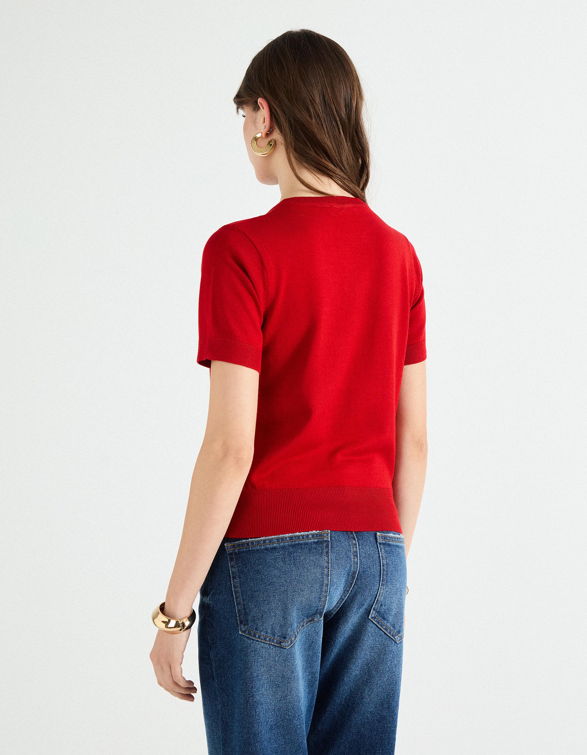 Camisola de Malha, Mulher, Vermelho Escuro