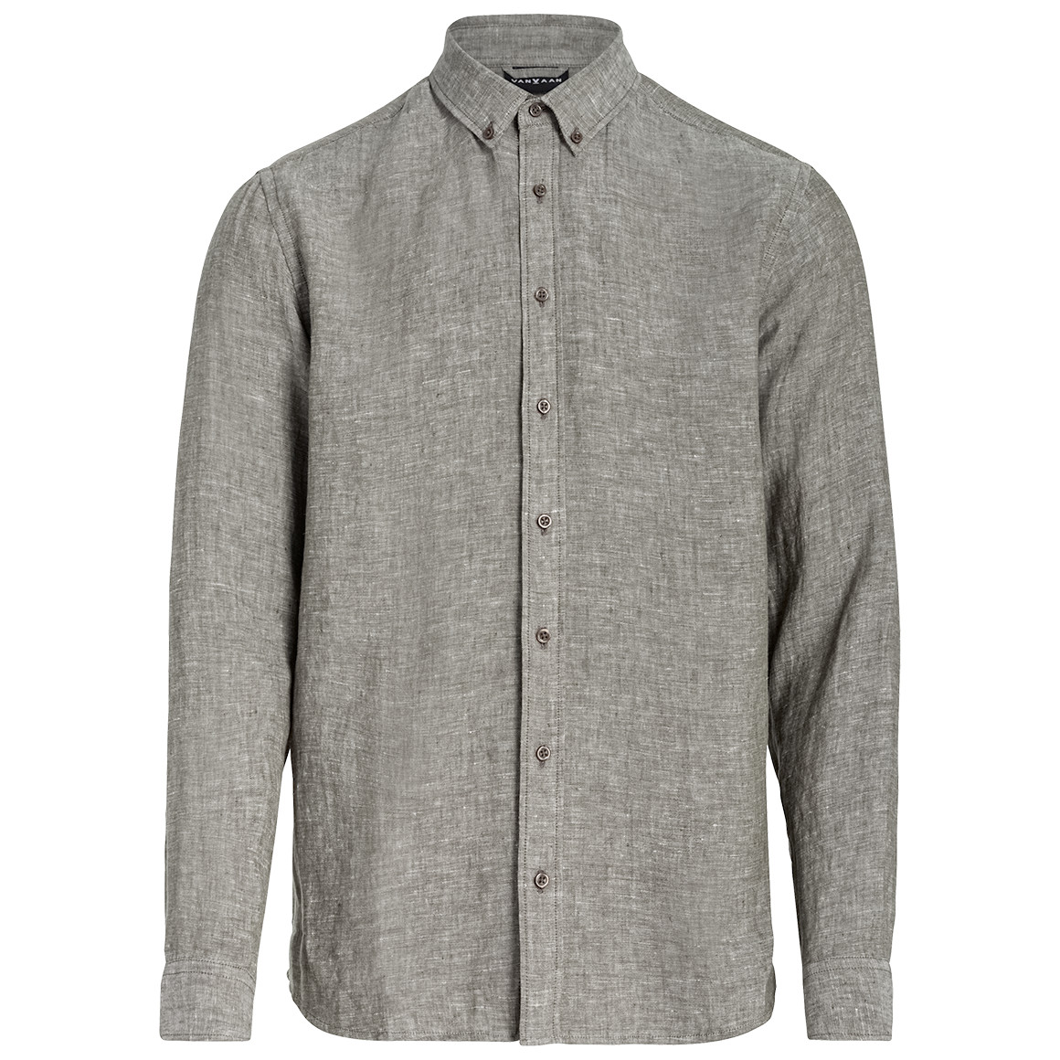 VanVaan Herren Leinen-Hemd mit Button-Down-Kragen grau