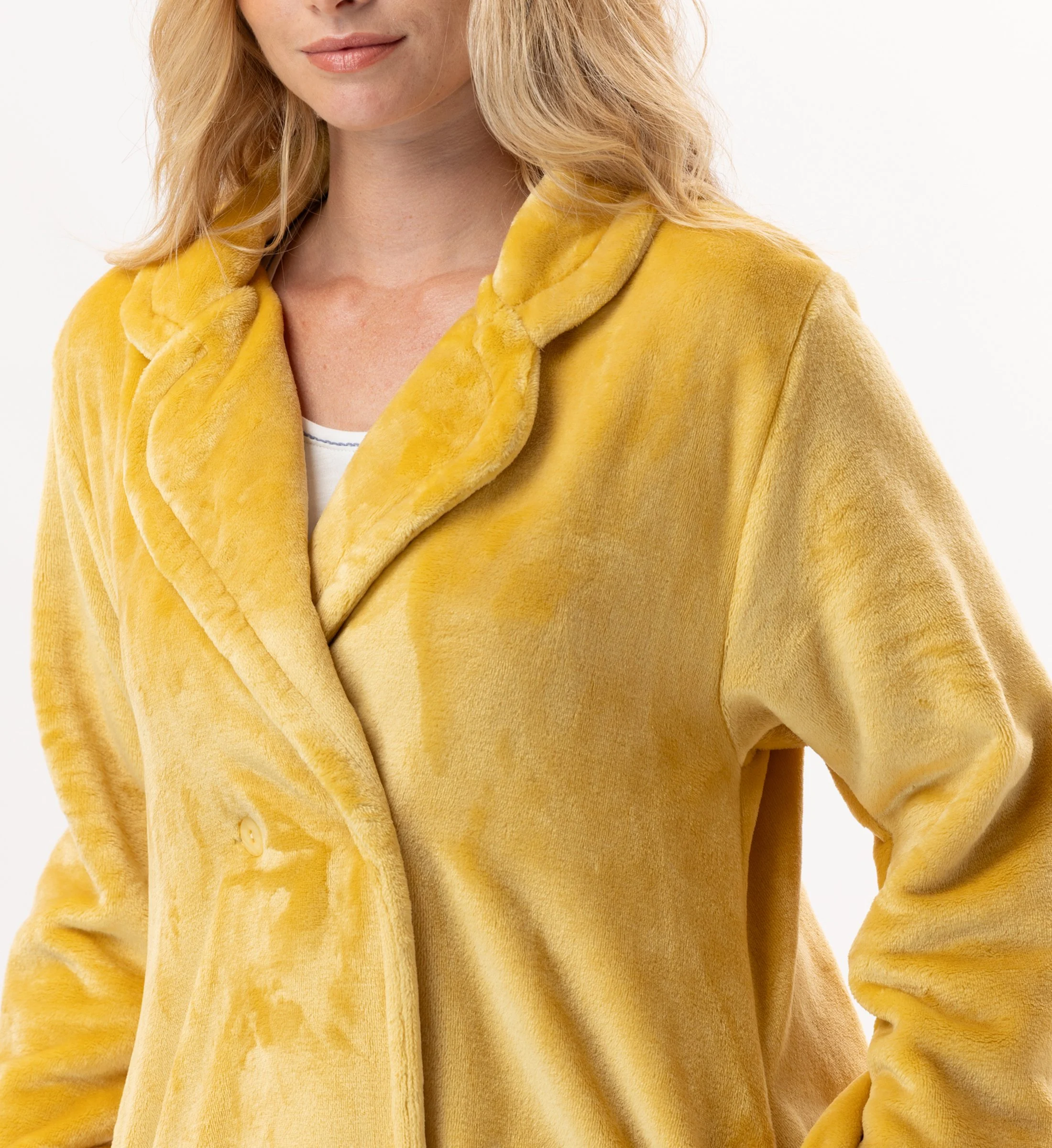 ESSENTIEL H77A - Veste en peluche flanelle | Jaune