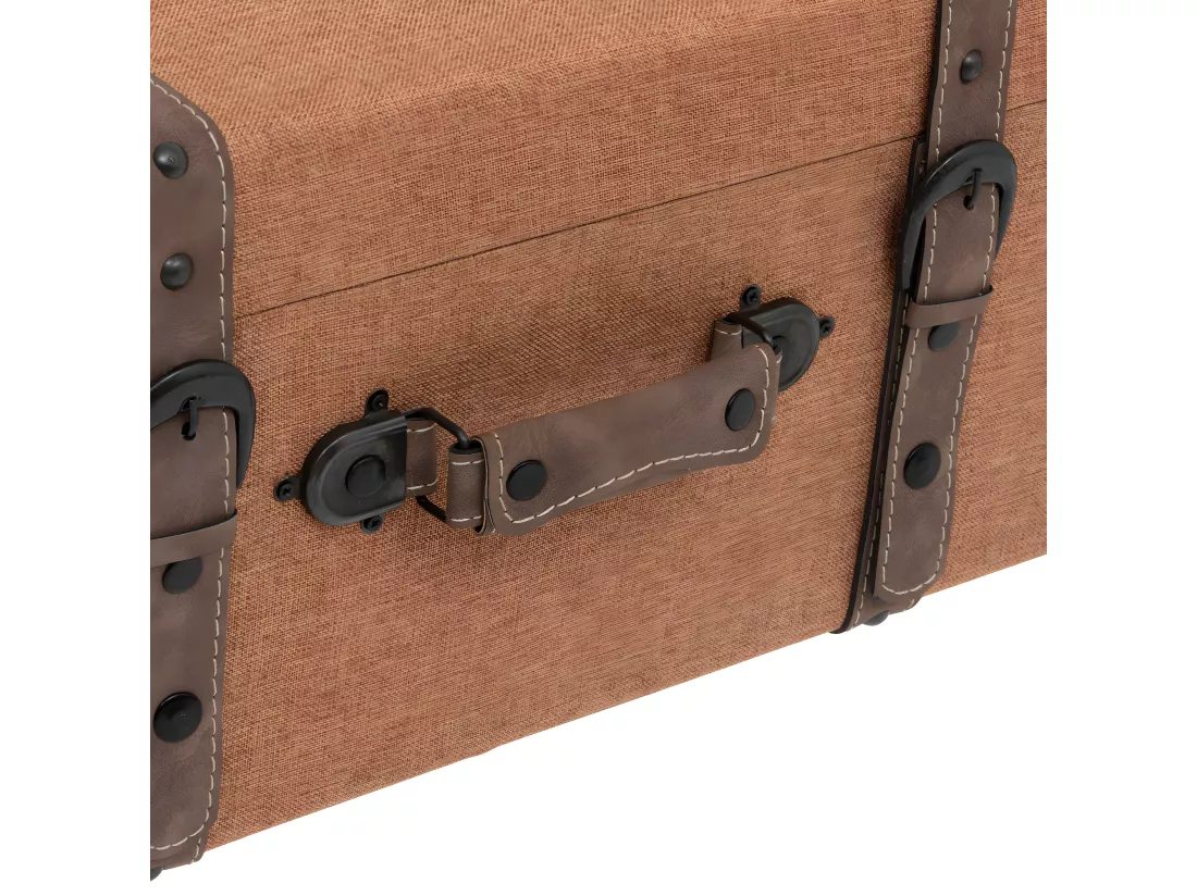 Set de 3 Malles de rangement Marron Caramel style Vintage L 60 L 55 et L 45 cm