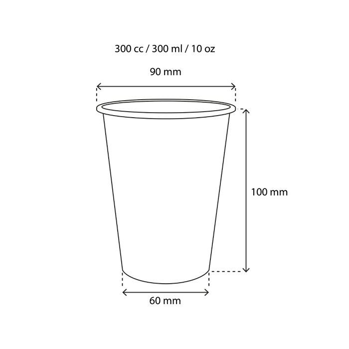Kartonnen koffiebeker 300cc 10oz Ø90mm gestreept