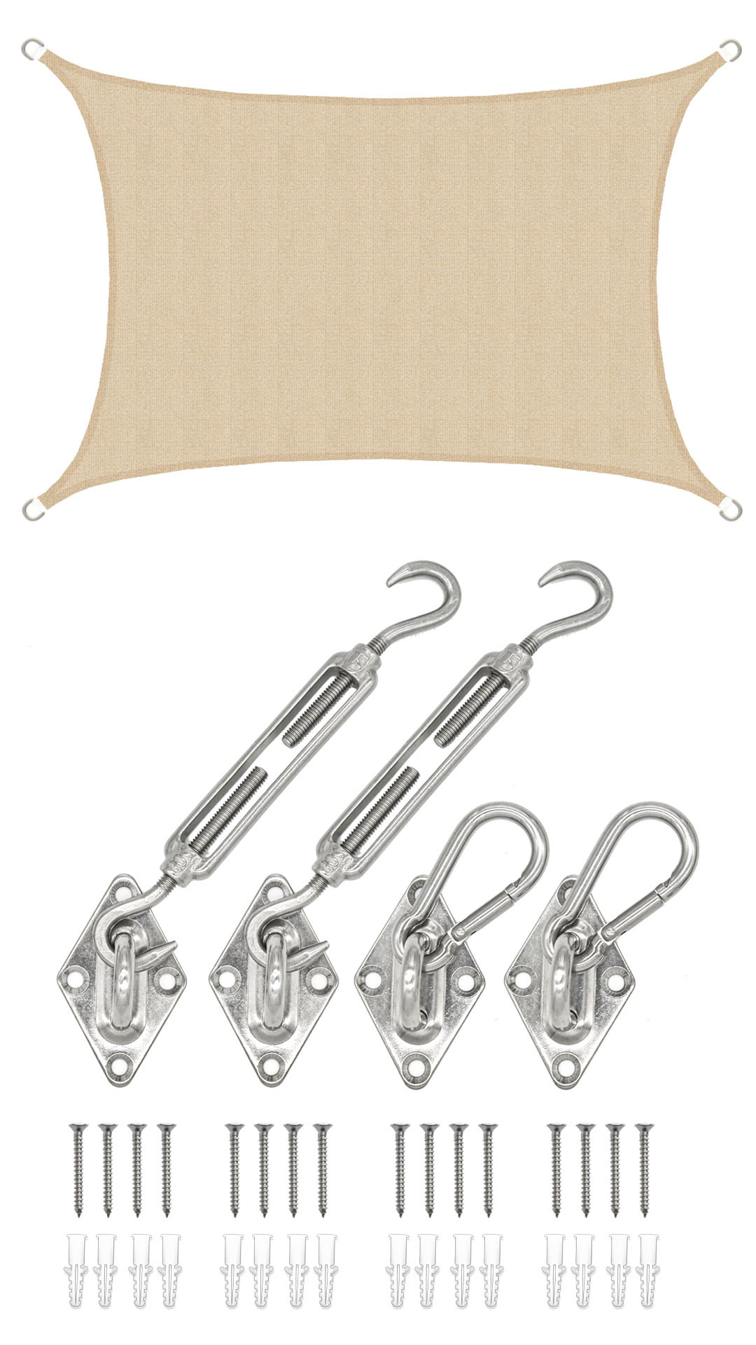AMANKA 3 x 2 Luchtdoorlatend UV schaduwdoek - Beige