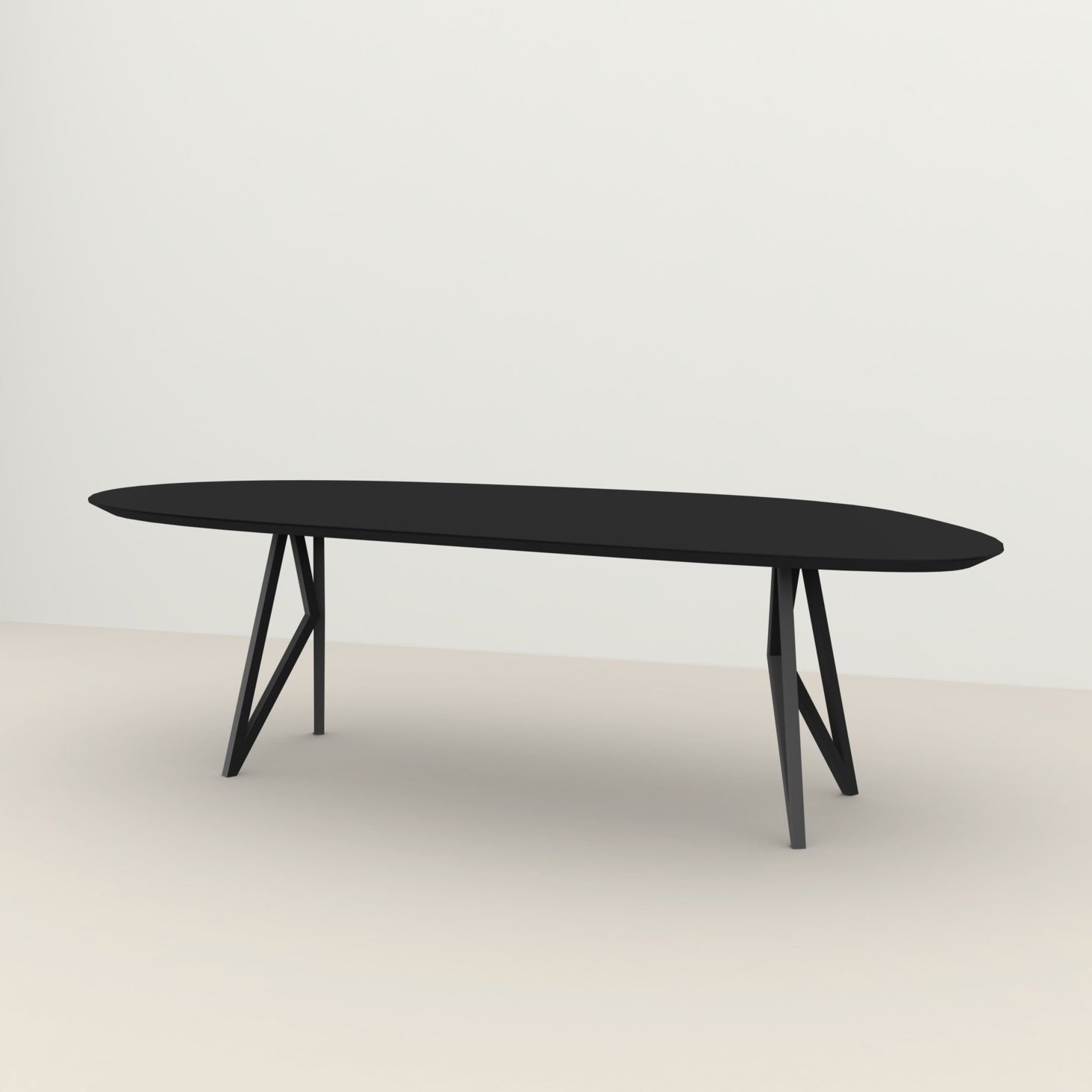 Studio HENK tafel Butterfly Blob - zwart frame, HPL Fenix nero ingo 260 x 100 | HPL Fenix Nero Ingo | Verjongde Rand | Frame Zwart