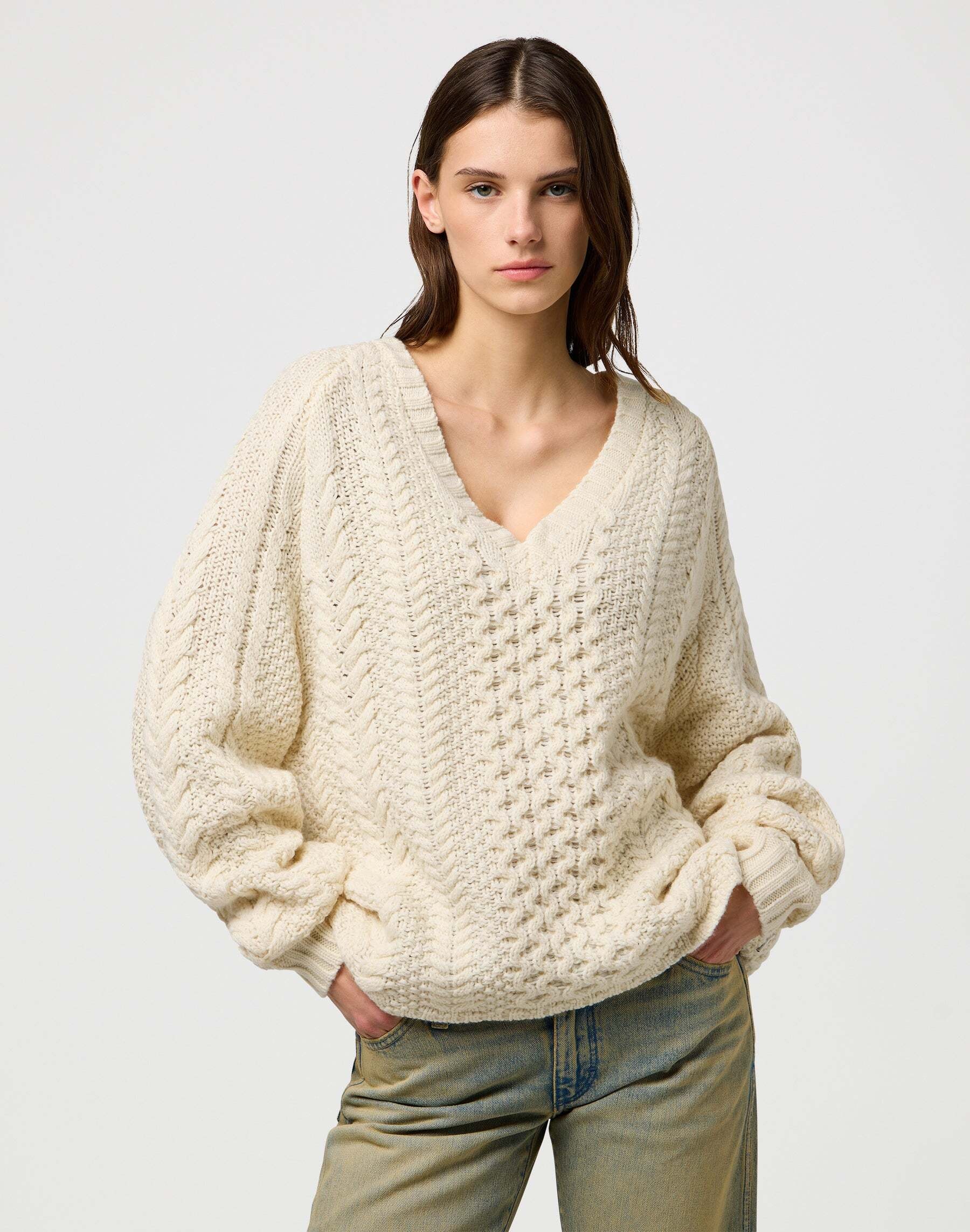Wrangler Strickpullover »WRANGLER Pullover V Neck Cable Knit«