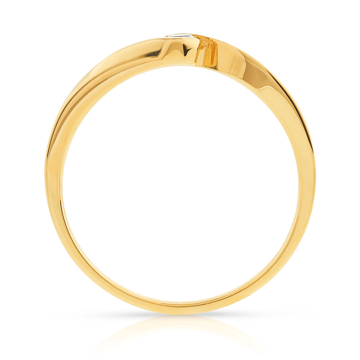 Bague solitaire or 750 jaune diamant 10/100e ct