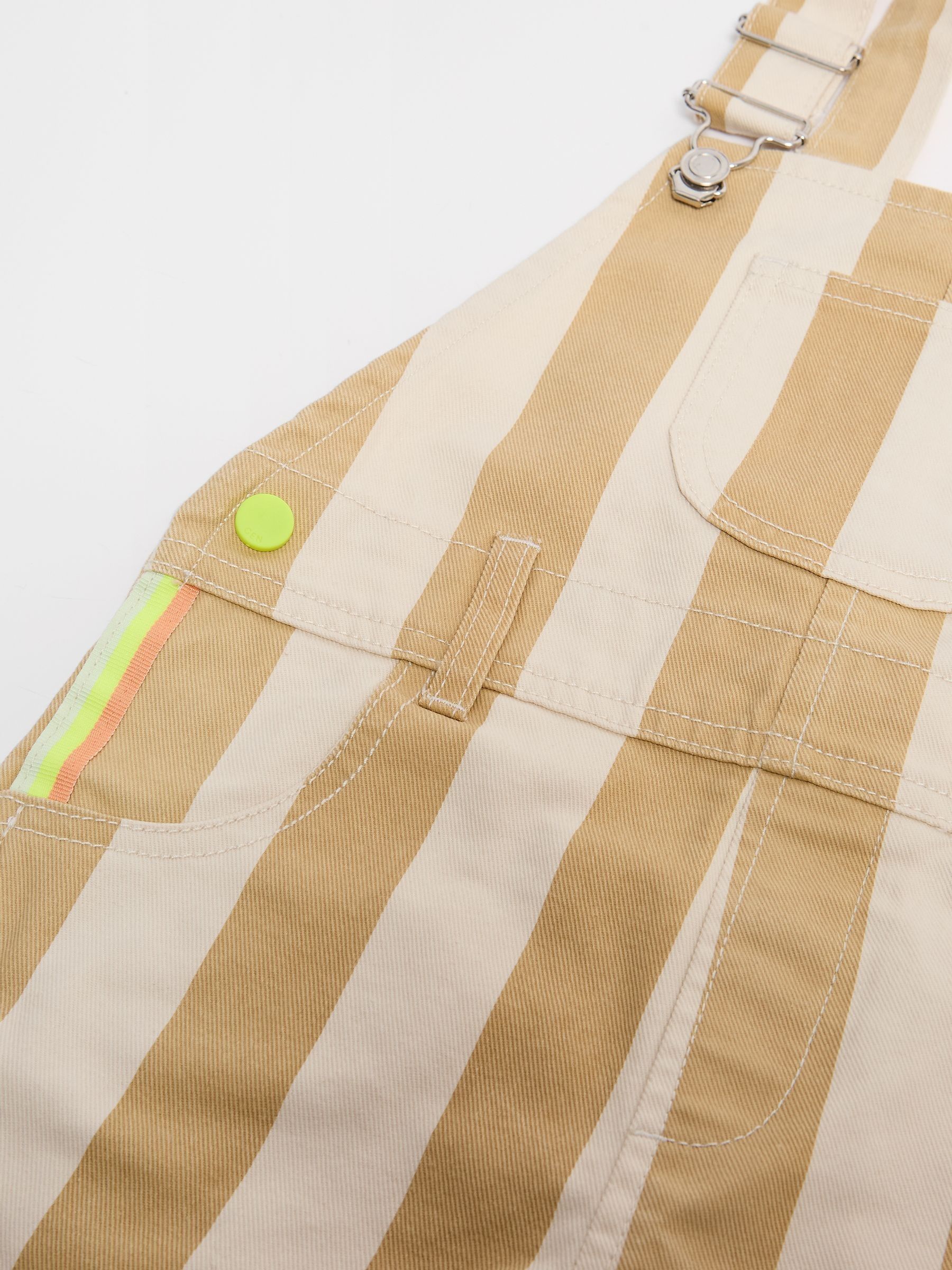 Crème - Gestreepte shorts tuinbroek