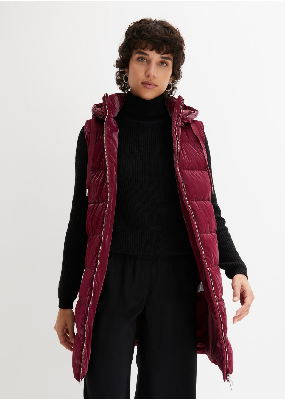 Veste longue sans manches avec effet brillant