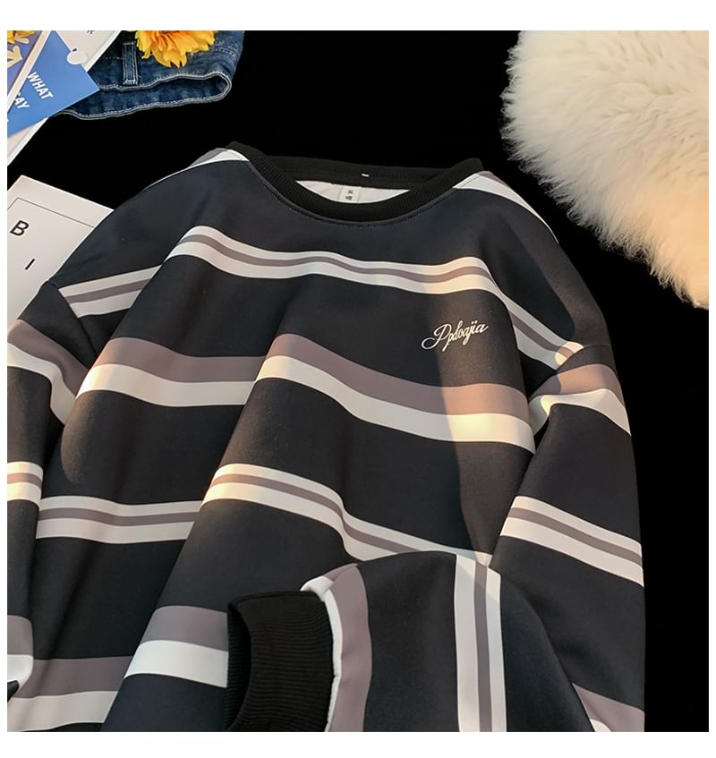 Mimiyox - T-shirt met lange mouwen, ronde hals en strepenprint