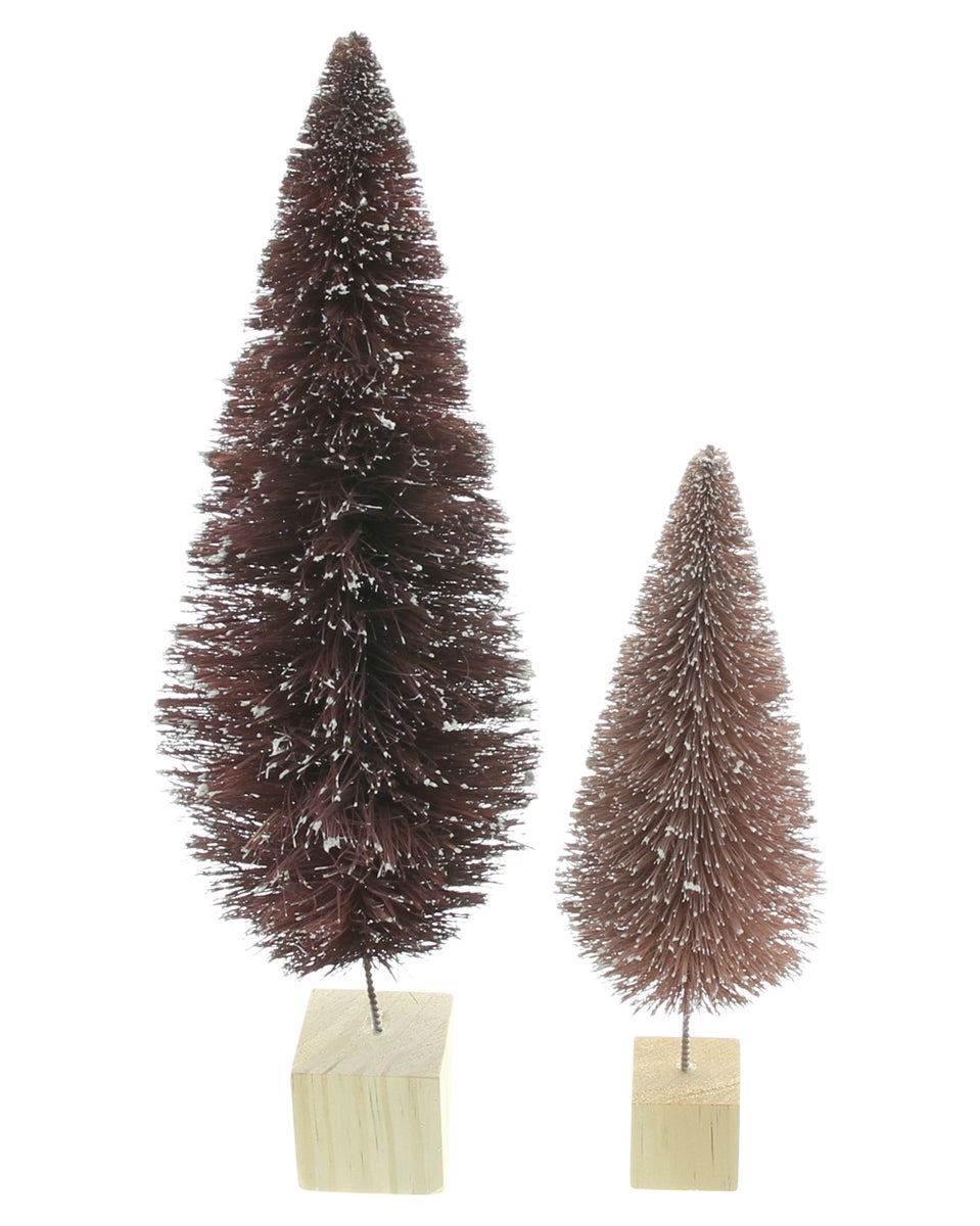 FRANK FLECHTWAREN | Dennenboom Winterdroom, Set van 2, 6 x 6 x 20 cm, 9 x 9 x 29 cm, PLASTIC, HOUT