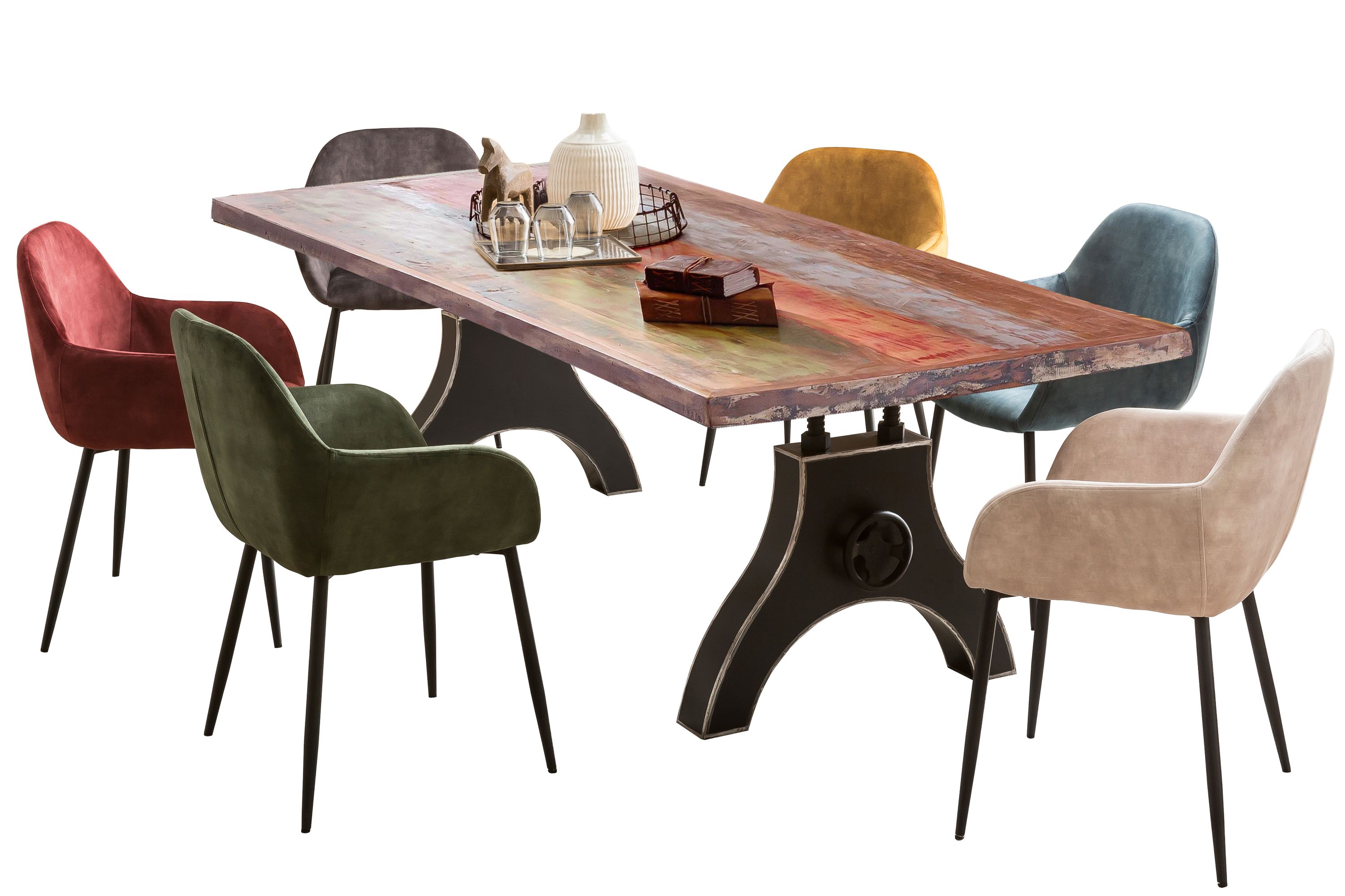 Tisch 200x100 Altholz bunt Metall Holztisch Küchentisch Esstisch Speisetisch