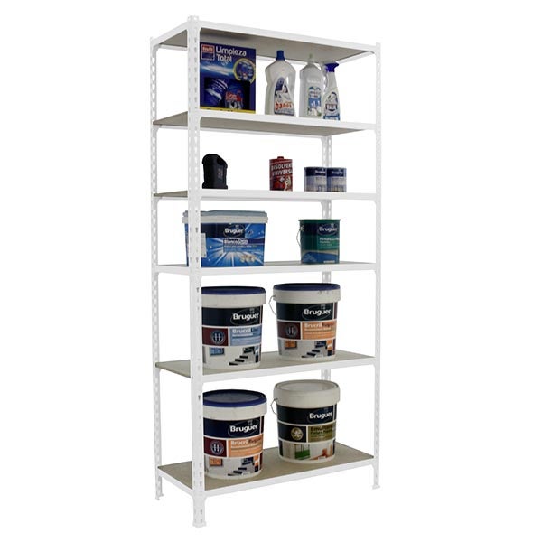 PROREGAL Heavy-Duty Rekkenkast Giant Multi HxBxD 250 x 100 x 30 cm 6 Planken Plank Draagvermogen 150 kg Wit