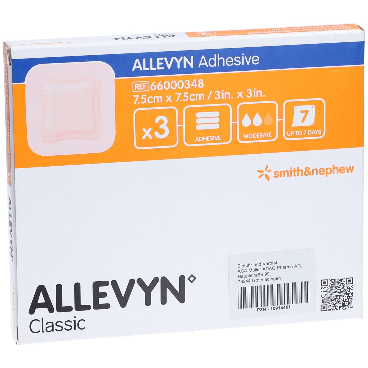 ALLEVYN Adhesive 7,5 x 7,5 cm haftende Wundauflage