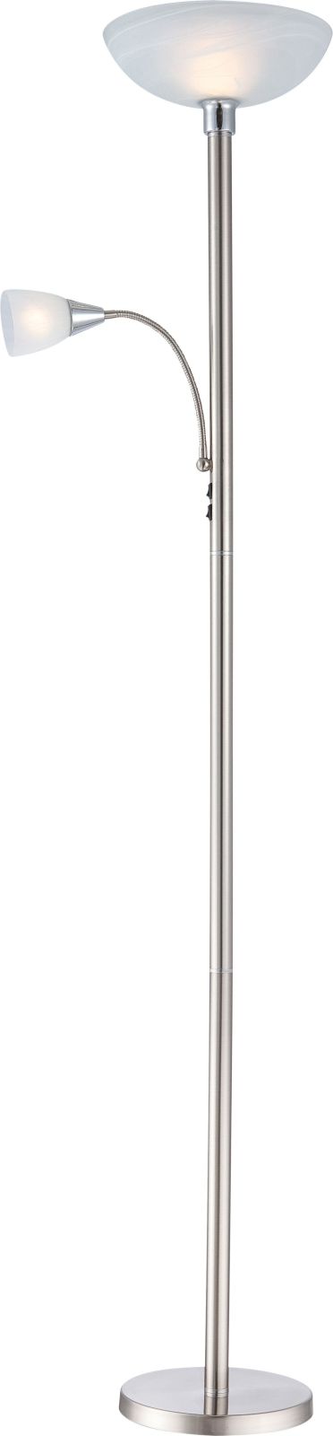 Deckenfluter - Nickel matt - chromfarben - Flexarm - 178 cm