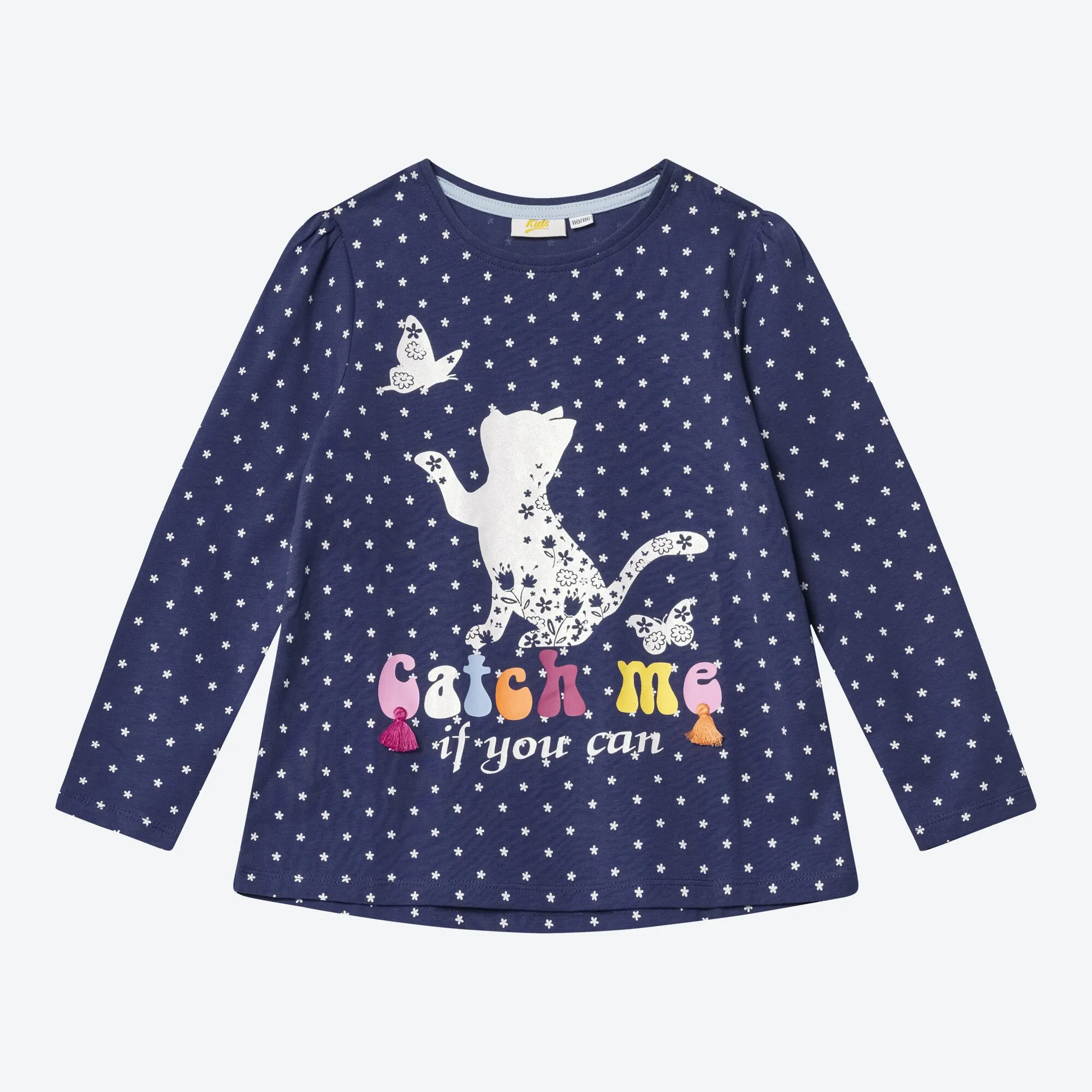 Mädchen-Shirt mit Katzen-Frontaufdruck