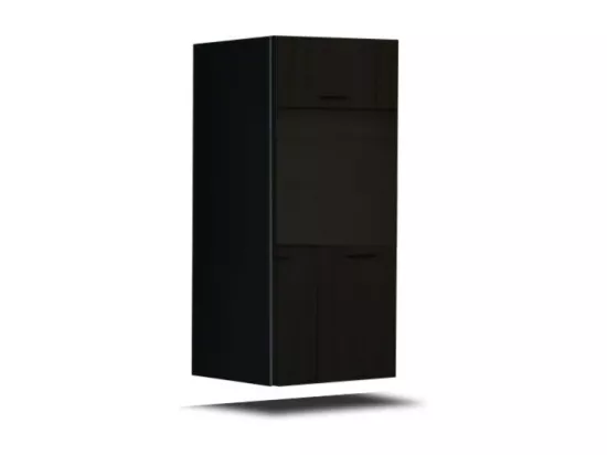 Ensemble de meubles de salon noir suspendus collection CEPTO XXIV. 256cm, 8 meubles, leds, modulables.