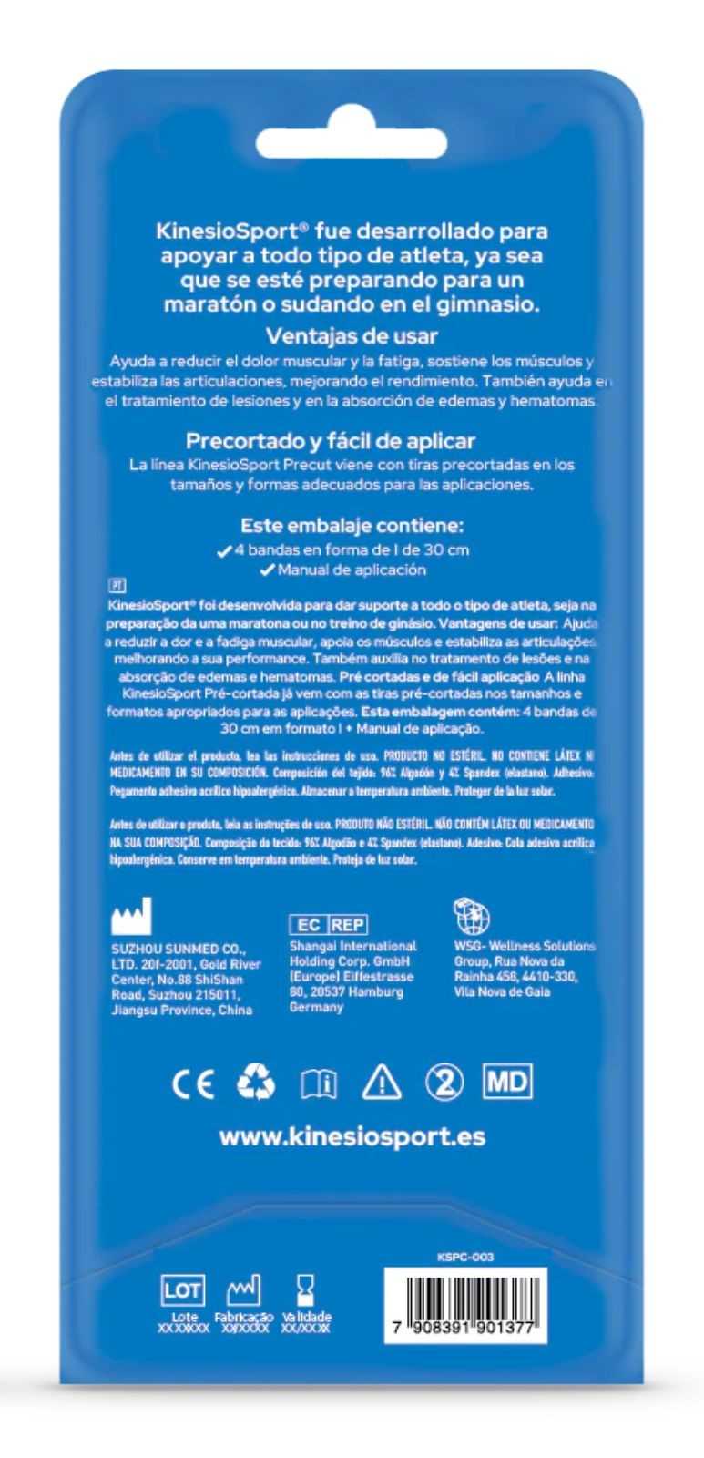 Faixa elástica pré-cortada para joelho Kinesio Sport (x4)
