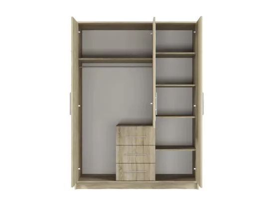 Armoire Dortivu 148, Blanc, 200x147x58cm, Portes d'armoire: Avec des charnières