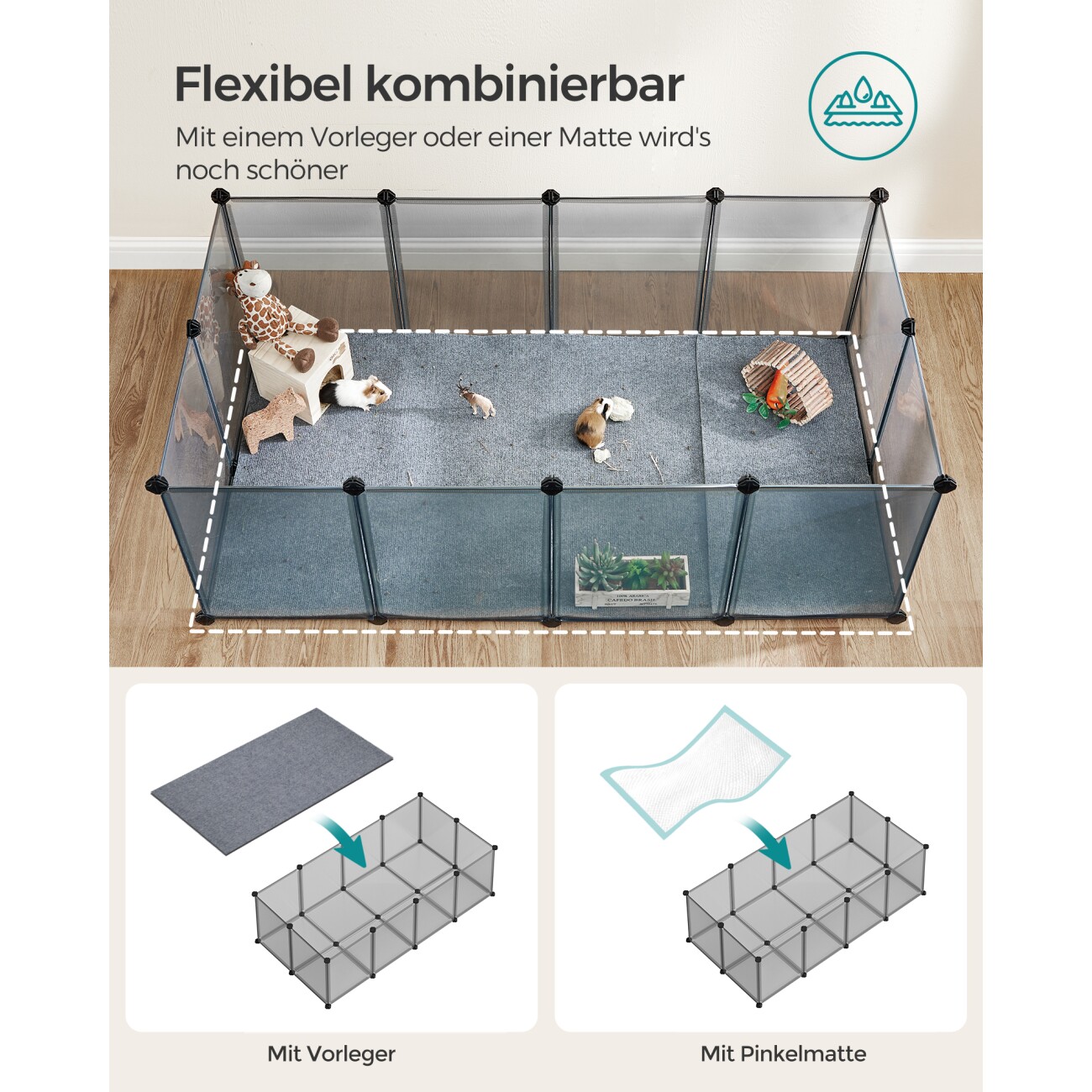 SONGMICS 2er set L-XL Freigehege mit Bodenplatten