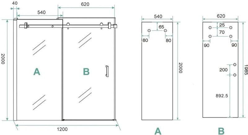 Saniclear - Supreme - Douchecabine - Geborsteld Messing - 120x90cm