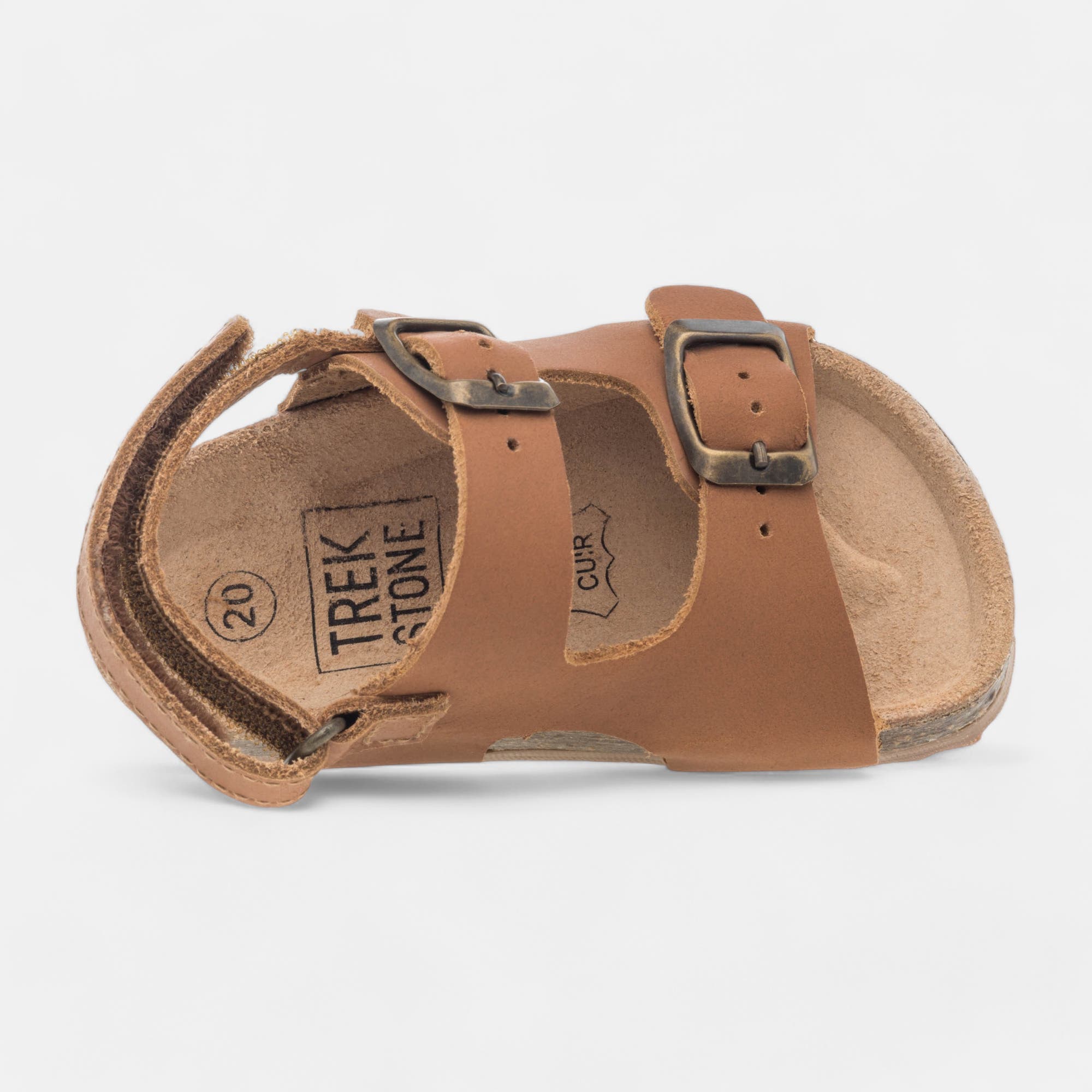 Mules semelle liège Bébé garçon en cuir marron