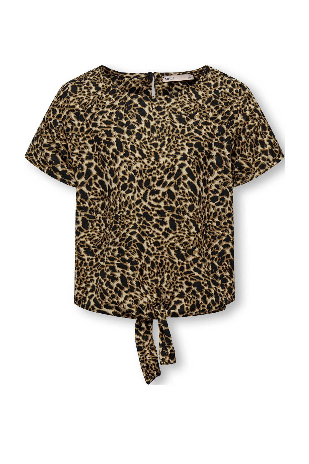 ONLY top KOGLINO met all over print zwart/lichtbruin
