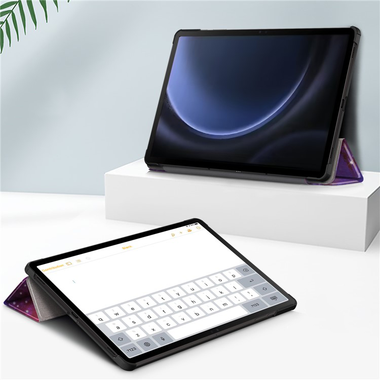 Samsung Galaxy Tab S9 FE  Plus Leder Tasche Smart Cover Schutzhülle   S-Pen Halterung - Galaxie