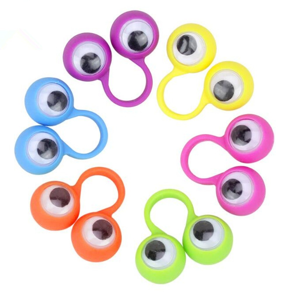 (50er Set) Finger Ring Wackelaugen Kinder Spielzeug Fingerpuppen - Assortiert