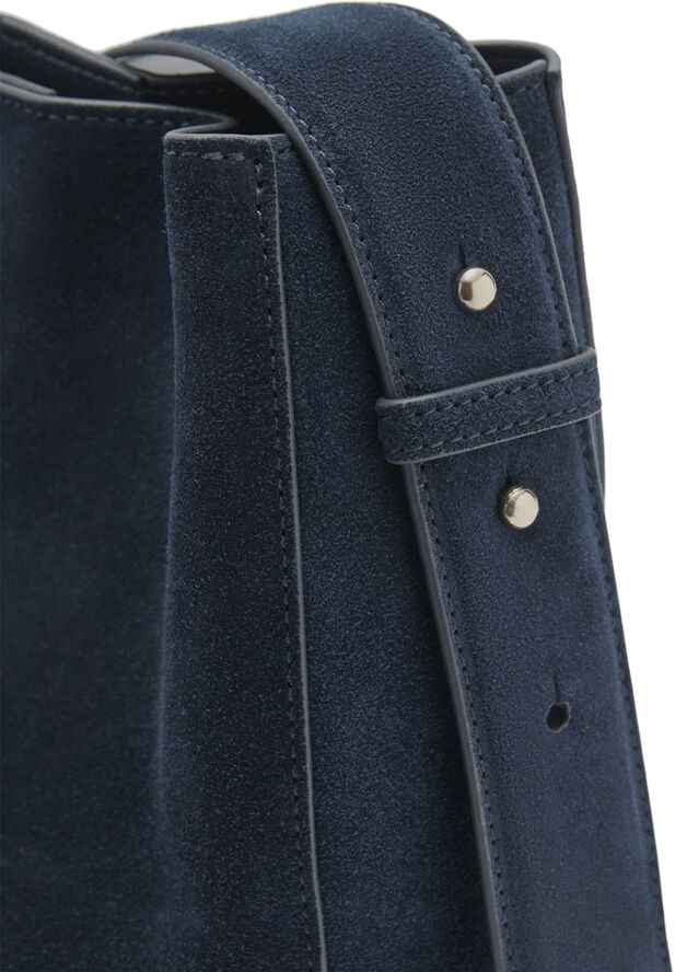 MANGO 100% split leather bag Navy