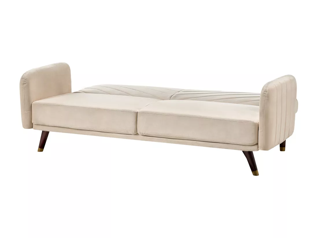Canapé convertible 3 places en velours beige SENJA
