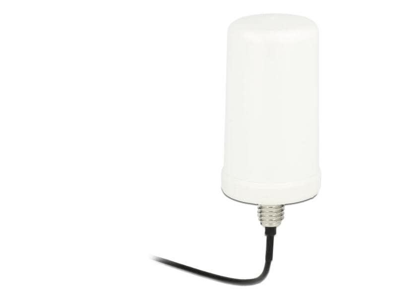 Delock WLAN-Antenne RP-SMA, Dualband RP-SMA 0 dBi Rundstrah Delock WLAN Antenne RP-SMA 802.11 ac/a/h/b/g/n 0 dBi 3 m ULA100 omnidirektional weiss Outdoor