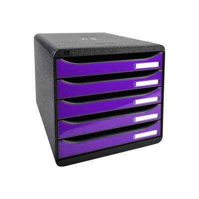 Exacompta BigBox Plus - Module de classement 5 tiroirs - noir/violet