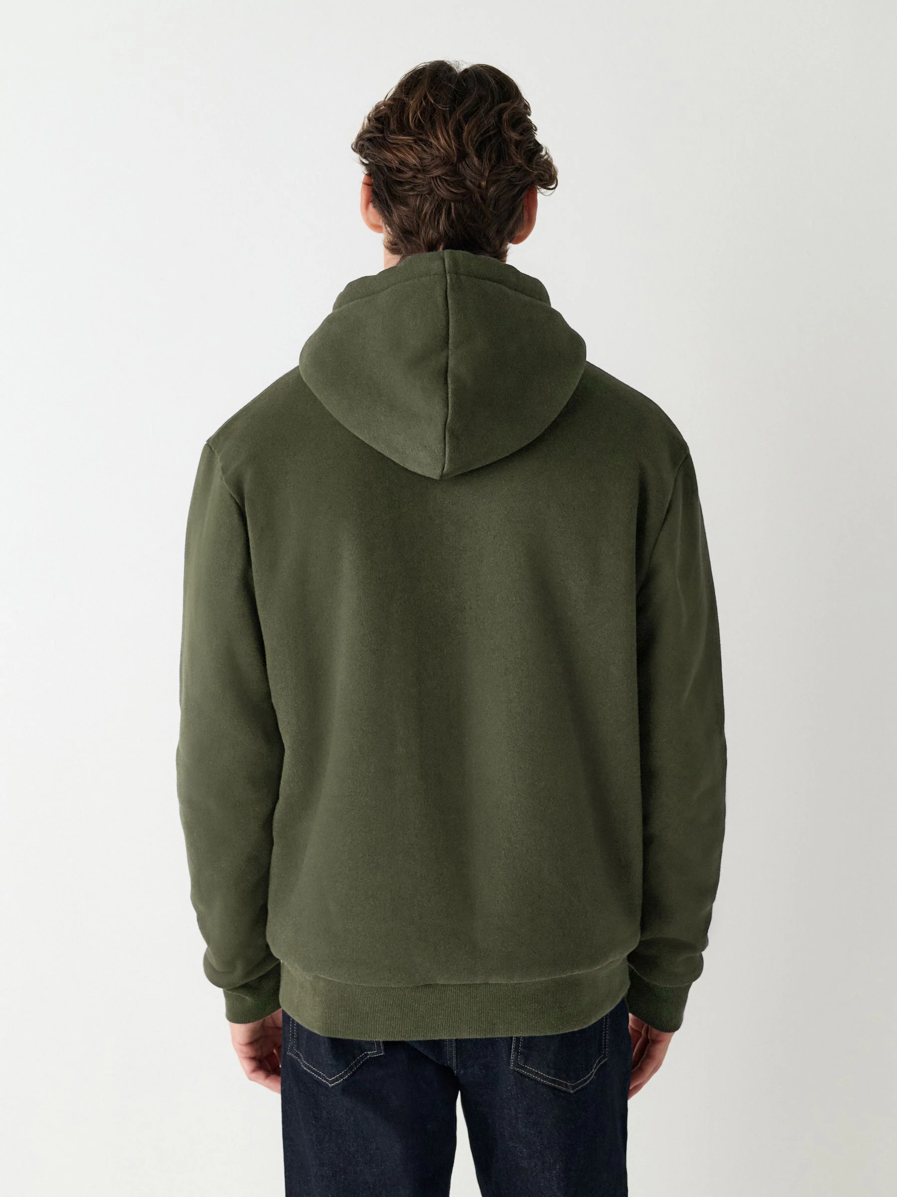 Kakigroen - Borg hoodie met fleecevoering en volledige ritssluiting
