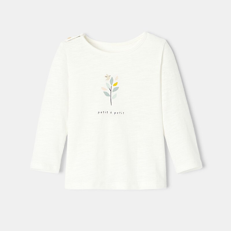T-shirt manches longues motif blanc naissance Absorba Blanc