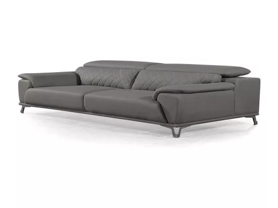 Canapé 2 places en tissu RICKE - Gris Marron - Angle Droit