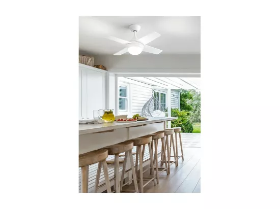 Ventilateur Crux+ en métal peint blanc mat 18w LED 7163 B CT Moteur DC