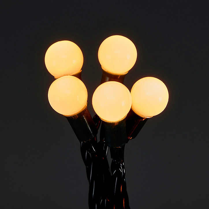 Guirlande lumineuse LED intérieure et extérieure blanc chaud câble vert 8 fonctions 13,52 m décor boule