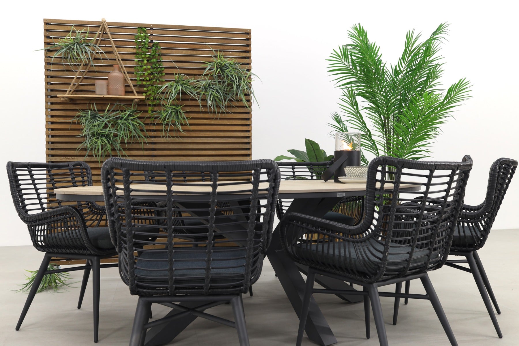 Garden Impressions Jasmine - Black|Edison 220x115 cm. - ovale tuinset