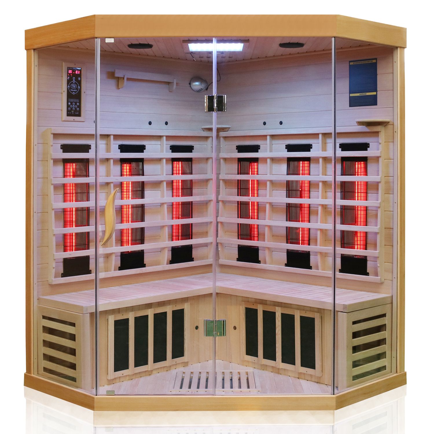 Dewello® Infrarotkabine Infrarotsauna BRANDON 140cm x 140cm inkl. 6 Vollspektrumstrahler, 3 Karbonstrahler, 2 Personen
