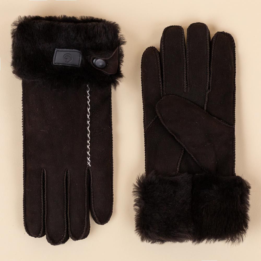 Moonrise wollen handschoenen Salisbury donkerbruin suede