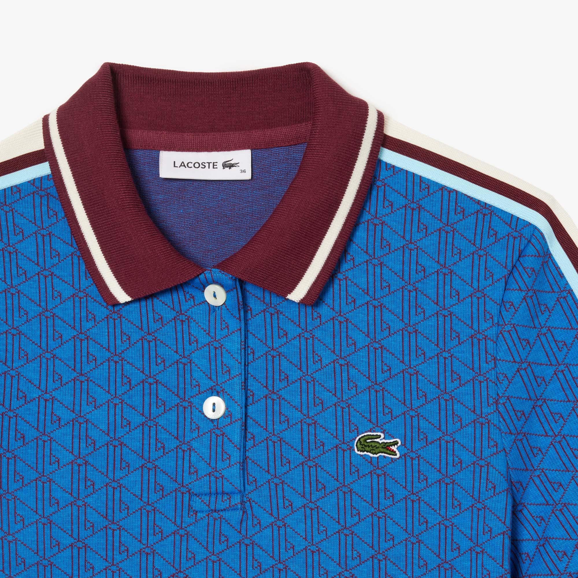 Jacquard-Poloshirt mit LACOSTE-Monogramm Lange Ärmel - Blau - Lacoste - Damen