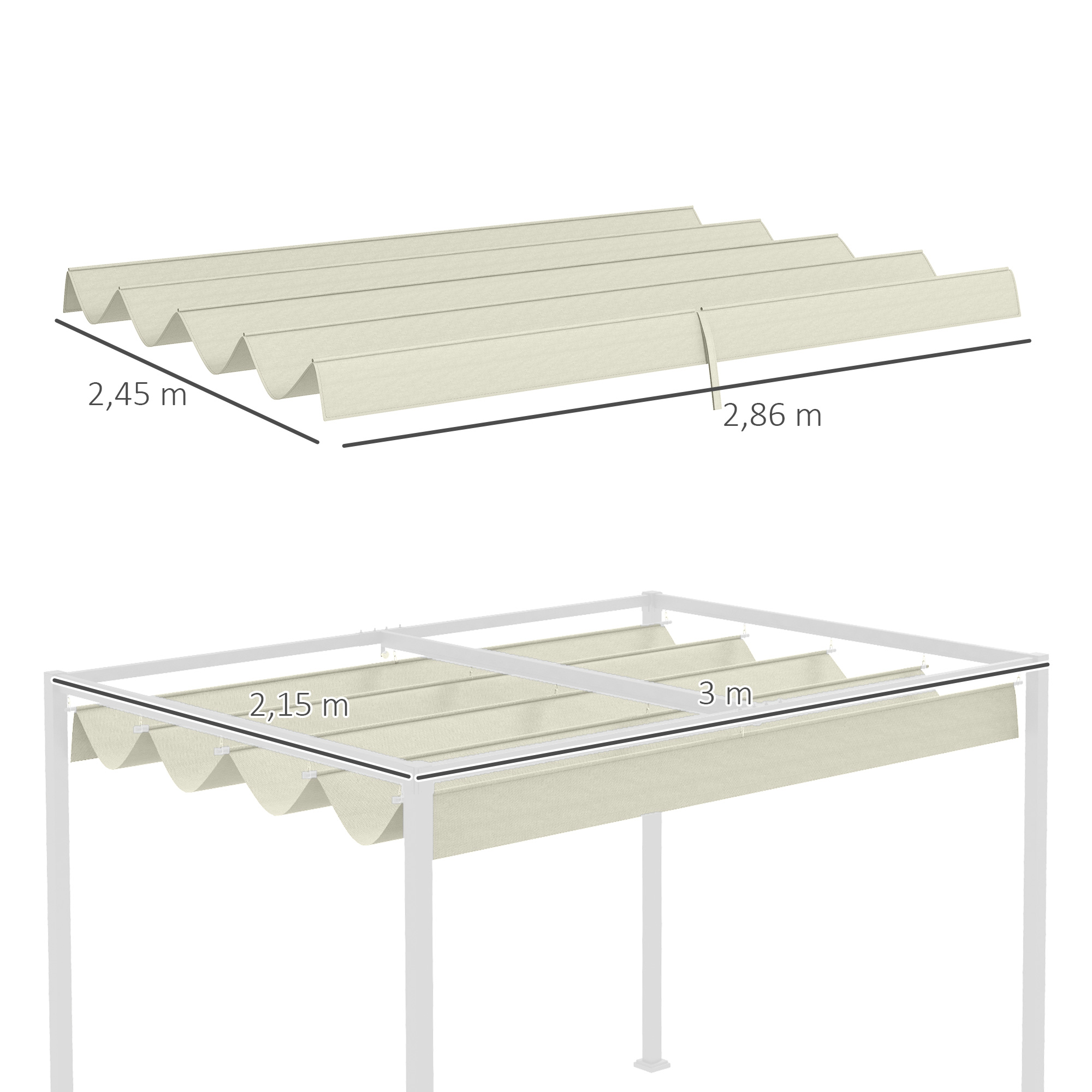 Cobertura de pérgola Outsunny Cream