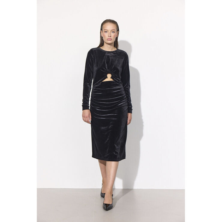 HUNKØN Saga velour dress Black